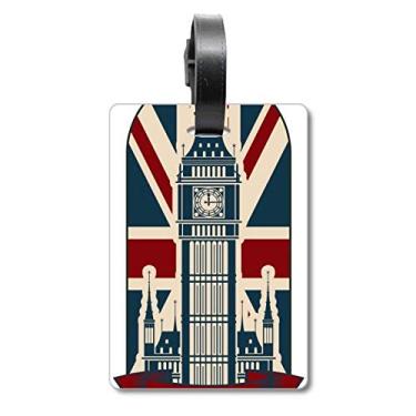 Imagem de London Big Ben Union Jack Reino Unido Mala Etiqueta para Bagagem Cartão de Bagagem Scutcheon Etiqueta