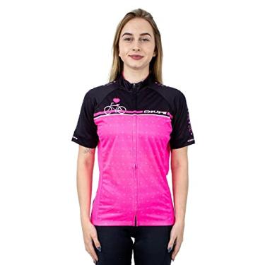 Imagem de Camisa Ciclismo Hupi Rosa Love Bike, Cor: Preto/rosa, Tamanho: Gg