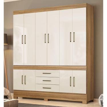 Imagem de Guarda Roupa Roupeiro Casal 83530 10 Portas 03 Gavetas New Murano Amendola Off White Demóbile 
