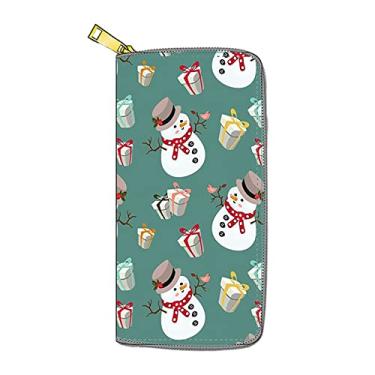 Imagem de Little Deer Snowman Papai Noel PU bolsa longa com zíper carteira impressa S9 Plus capa carteira (F, tamanho único)