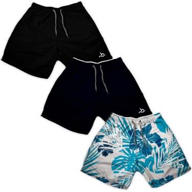 Imagem de Kit 3 Shorts Masculino Verão Praia Básico com Estampa-Masculino