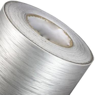 Imagem de Vinil Adesivo Película Prata Escovada Tipo Inox Para Envelopar Geladeira Plotagem Armário Fogão