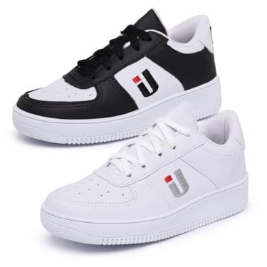 Imagem de Kit 2 Pares Tênis Infantil Casual Unissex Ultra Leve Confortável Influencer Original (Branco/Preto e Branco, BR, Criança de 4 a 8 anos, Numérico, M, 32)