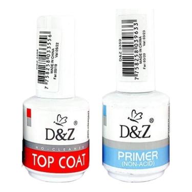 Imagem de Kit Top Coat + Primer D&Z Unhas Gel Blindagem Dz Alongamento