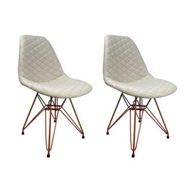 Imagem de Kit 2 Cadeiras Jantar Estofadas Nude Eiffel Eames Base Cobre - CASA PR