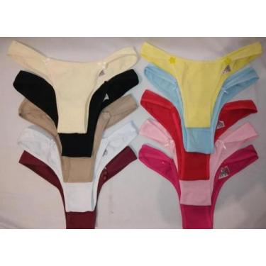 Imagem de Kit com 10 calcinhas tanga em algodão sortidas tamanho G - Dani linger