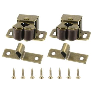 Imagem de PATIKIL Trava de armário com trava dupla, 2 peças de porta de armário de aço inoxidável com parafusos, travas de ferragens de contas de mola com lança para peças de guarda-roupa de armário, bronze