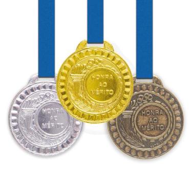 Imagem de 100 Medalhas Metal 35mm Honra ao Mérito Ouro Prata Bronze - Gedeval