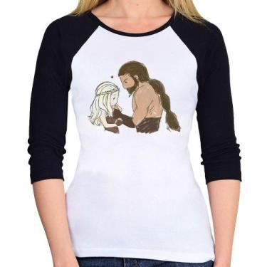 Imagem de Baby Look Raglan Khal Drogo e Daenerys Targaryen Manga 3/4 - Foca na M