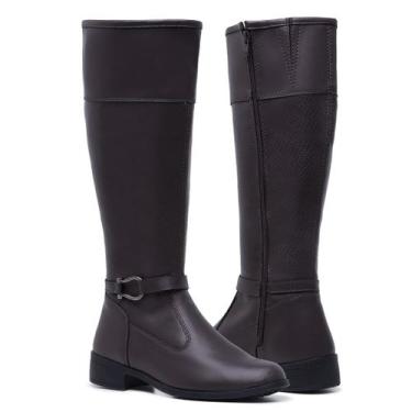 Imagem de Bota Montaria Feminina Conforto Moderna Leve Lisa Zíper Cano Alto - Gm