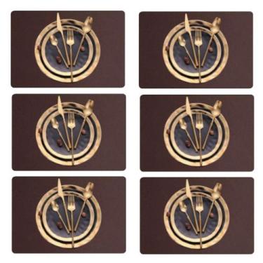 Imagem de Jogo Americano Sousplat Retangular 4 peças Limpa Facil couro - GENERTO