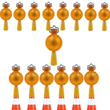 Imagem de Sinalizador Viario Solar Cone Kit 15 Uni Sinalizaçao Rua Pista Estrada