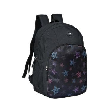 Imagem de Mochila Escolar Juvenil Adulto Grande Bolso Frontal Lateral Preta Trab