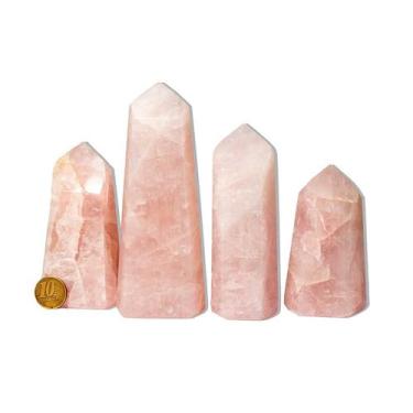 Imagem de 01 kg Pontas Quartzo Rosa 200 a 350g Tipo B Gerador Atacado - Cristais