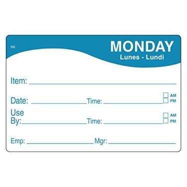 Imagem de DayMark Safety Systems IT1124671 ReMark 5.1 cm x 7.6 cm etiqueta reposicionável trilíngue dia da semana por DayMark, IT1124671, MONDAY (500 etiquetas)