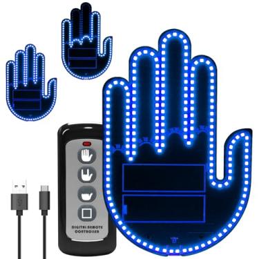 Imagem de ISUNMEA Luzes LED para carro com controle remoto e aparência estereoscópica para carro, luzes decorativas de dedo recarregáveis (azul)
