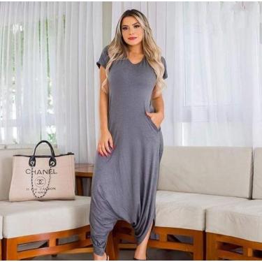 Imagem de Macacão Saruel Com Bolso Moda Femenina - modanascimento, Cinza, M