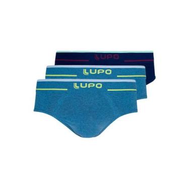 Imagem de Kit com 3 Cuecas Slip Lupo 624-003 Colorido, Azul marinho, G