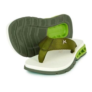 Imagem de Chinelo Infantil Kenner Rakka Kids - Branco e Verde, 33/34
