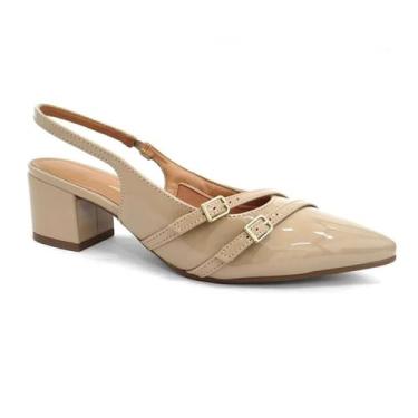 Imagem de Sapato Slingback Feminino Vizzano Scarpin Salto Baixo Elegante Social 