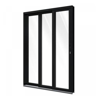 Imagem de Porta de Alumínio de Correr 215x150cm 3 Folhas com Vidro Liso Lucasa A