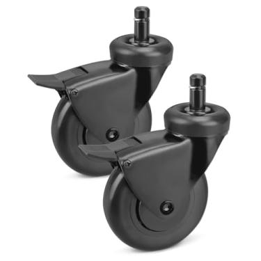 Imagem de YIGUCS Roda de borracha resistente de 7,6 cm para churrasqueiras de pellets Traeger substitui a roda de rodízio HDW302 com freio, 2 peças