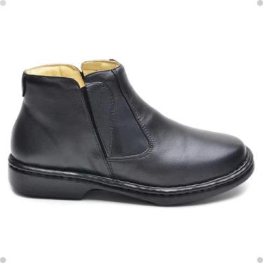 Imagem de Bota Coturno Cano Curto de Couro Macio Confortável Cla-Cle, 41, Preto