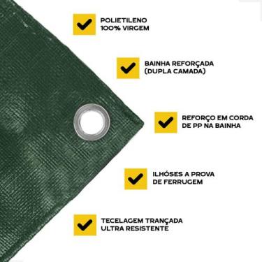 Imagem de Lona Plástica Verde Impermeável 300 Micras Multiuso 8x8 - CARGA PESADA