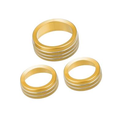 Imagem de REPAIROCK Decalques de botões de ar condicionado capa de botão de interruptor de rádio CA para Dodge Durango 2014-2020 para Jeep Cherokee Grand Cherokee 2014-2021 tom dourado (conjunto de 3) peças de