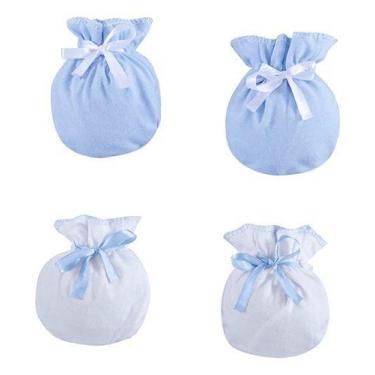 Imagem de Luvinhas Macia Seguras Protege Recém Nascido Kit Com 2 Pares Enxoval P