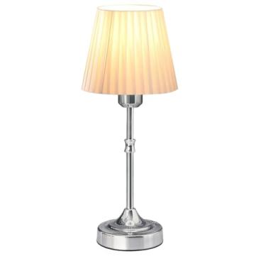 Imagem de Leroxo Luminária De Mesa Metal Com Led Sem Fio, Abajur Portátil Tecido, 3 Níveis Brilho, Controle Por Sensor Toque, Lâmpada Recarregável Para Cabeceira/Quarto Bebê/Sala Jantar (Prata Claro)