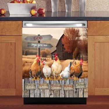 Imagem de Gardepot Capa Magnética Para Máquina De Lavar Louça Com Tema Galinha Caipira, Adesivo Galo - Deus Diz Que Você É Especial, Decalque Painel Porta Frontal Madeira Estilo Fazenda, Ímãs Geladeira Decora