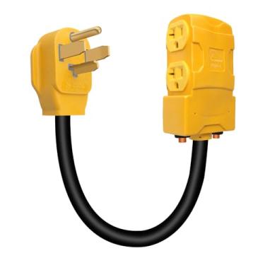 Imagem de YSD Adaptador De Distribuição Secadora 4 Pinos 30 A Para 20 110 V, Tomada Parede Nema 14-30P 4X5-15R/5-20R, Doméstica Com Lâmina T E Disjuntor 24 (1,5 Pés)