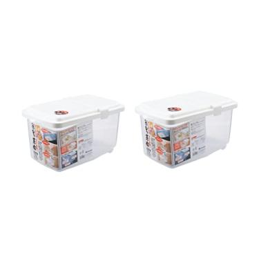 Imagem de JapanBargain 1825, Conjunto De 2 Recipientes Para Armazenamento Arroz, Kome Bitsu Japonês, Plástico Transparente, Ração Seca Com Tampa, Petisco Cães E Gatos, Organização Despensa Cozinha, 4,5 Kg