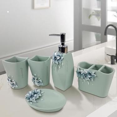 Imagem de Unionway Conjunto Organizador De Banheiro, Porta-Xampu E Sabonete Líquido, Saboneteira, Dispensador Sabonete, Peça Decorativa Para Escova Dentes