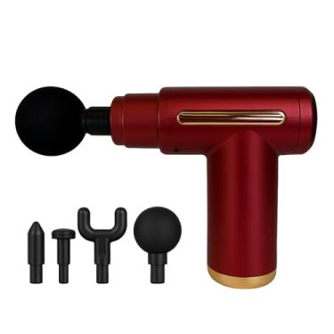 Imagem de Massageador Elétrico Profissional para Alívio Muscular Pistola de Massagem Recarregável com 4 Ponteiras Intercambiáveis e Ajuste de Velocidades Ideal para Relaxamento Recuperação Miofascial e Atletas Linha Premium (Vermelho)