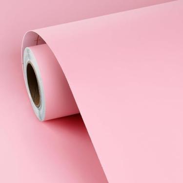 Imagem de FunStick Papel de parede rosa claro para quarto de meninas papel de parede rosa removível 40 x 609 cm