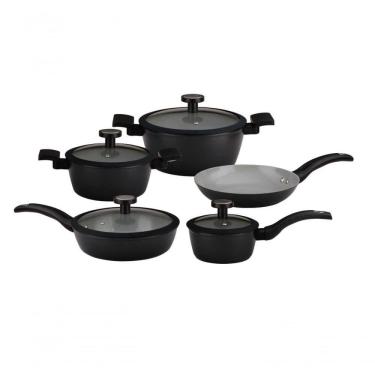 Imagem de Conjunto De Panelas Noir 5 Peças Em Cerâmica De Indução Kenya Preto