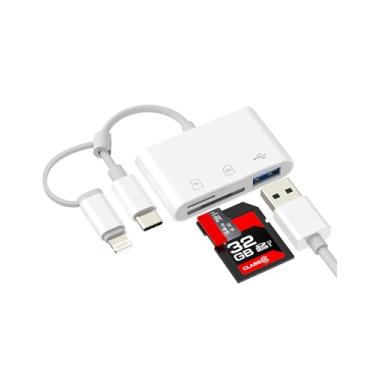 Imagem de Leitor de cartão USB C Lightning para SD (3 em 1) para Apple Micro SD USB 3.0 Adaptador OTG para iPhone 16 15 14 13 para iPad MacBook Câmera Digital TF Transferência de Memória Flash Drive Foto Laptop