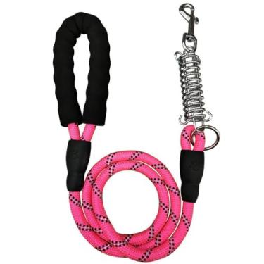 Imagem de Guia De Passeio Com Mola Amortecedor Resistente Cachorro Grande Médio Porte(Rosa,1)