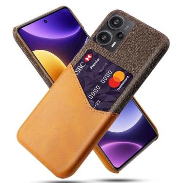 Imagem de Capa para Xiaomi Redmi Note 12 turbo,Tela e tampa de couro PU,Antideslizante,360°cobertura completa à prova de choque com 1 slot de cartão atrás,Prevenção de queda-Brown