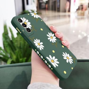 Imagem de Capa Daisy para Samsung Galaxy S24 S23 S22 S21 S20 Ultra Plus FE S10 S9 S10e Note 20 Ultra 10 9 Pro Plus, verde escuro, para S24 Plus