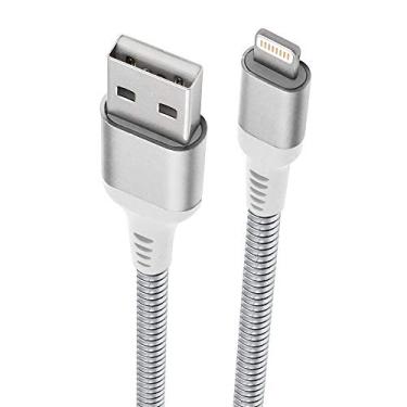 Imagem de Geonav, Cabo iPhone, iPad, iPod Lightning conector original Mfi Apple, aço flexível, 1MT, LIGH14, Prata