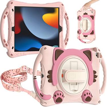 Imagem de TSQ Capa para iPad 9ª 8ª e 7ª geração 10,2 polegadas 2021 2020 2019/Air 3ª geração/Pro 10,5 polegadas 2019/2017 | Linda capa infantil para meninas com alça de ombro de mão com alça de mão, suporte