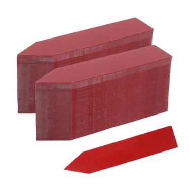 Imagem de Chinflly 200 peças de estacas de plantas de 10 cm para plantas ao ar livre etiquetas de plástico marcadores de jardim para etiqueta de jardinagem de mudas, vermelho