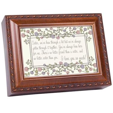 Imagem de Cottage Garden Caixa de joias com foto musical toca música Wind Beneath My Wings 15 x 20 cm acrílico e vidro Sister