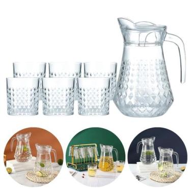 Imagem de Conjunto 6 Copos 218ml Com Jarra 1,5 Litros Vidro Agua Suco - Importad