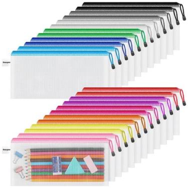 Imagem de Bolsas de lápis Smarpau 24 unidades impermeáveis com zíper de malha de