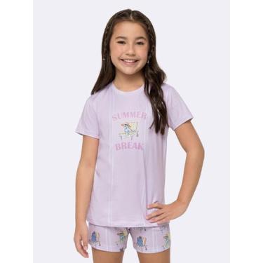Imagem de Pijama Manga Curta Infantil Corações ao Sol - Veggi, Rosa, 8, Meninas