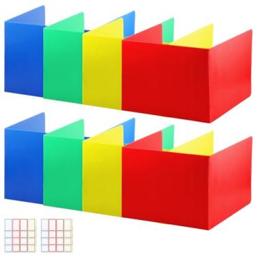 Imagem de Pacote com 8 Floders de privacidade coloridos para mesas de estudantes, divisórias de mesa para estudantes, divisórias de teste para sala de aula, divisórias de plástico para estudo, pastas de